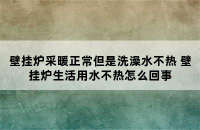 壁挂炉采暖正常但是洗澡水不热 壁挂炉生活用水不热怎么回事